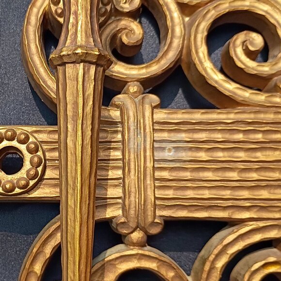 HOMCO Candelabra Gold 3 Arm Candle Holder MCM Hollywood Regency Gothic VIntage - Picture 7 of 13